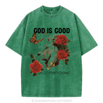 God Is Good All The Time Christian Washed T-Shirt