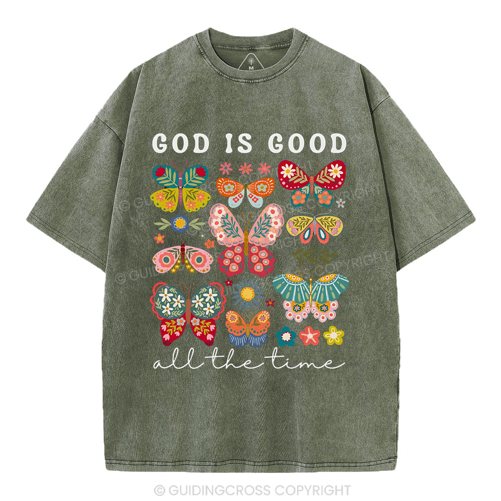God Is Good All The Time Christian Washed T-Shirt