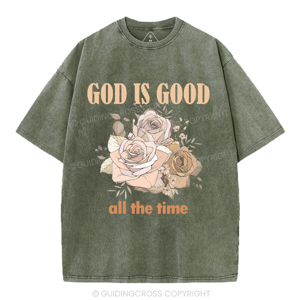 God Is Good All The Time Christian Washed T-Shirt