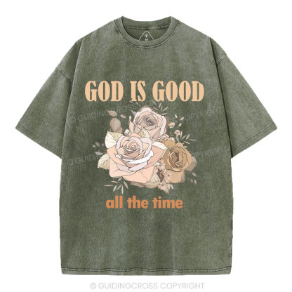 God Is Good All The Time Christian Washed T-Shirt