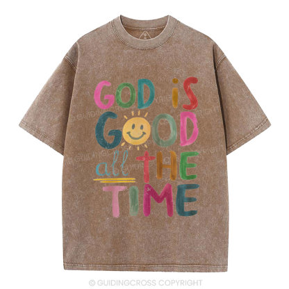 God Is Good All The Time Christian Washed T-Shirt