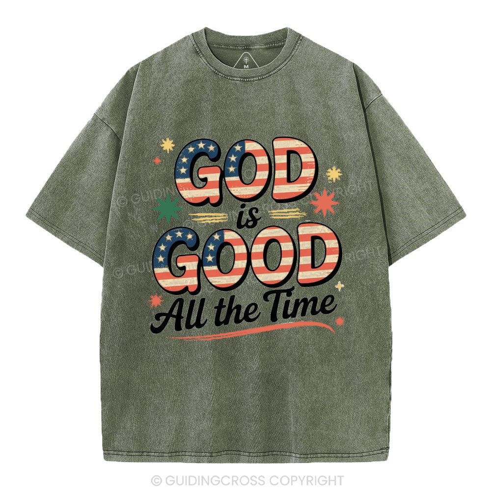 God Is Good All The Time Christian Washed T-Shirt