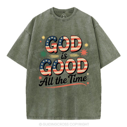 God Is Good All The Time Christian Washed T-Shirt