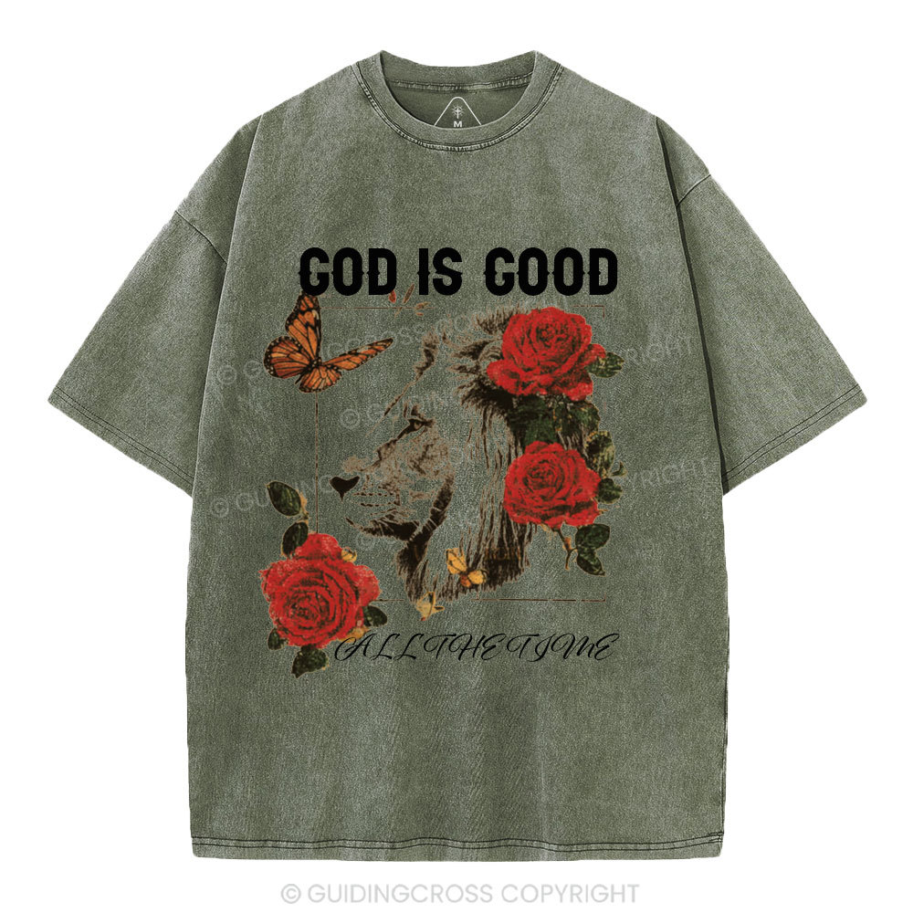 God Is Good All The Time Christian Washed T-Shirt