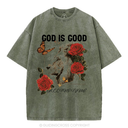 God Is Good All The Time Christian Washed T-Shirt