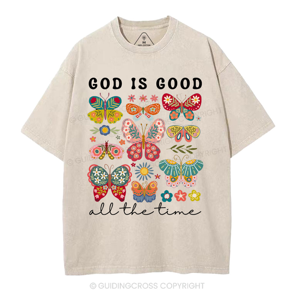 God Is Good All The Time Christian Washed T-Shirt