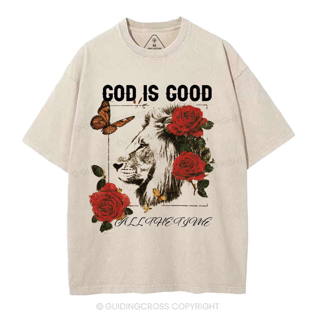 God Is Good All The Time Christian Washed T-Shirt