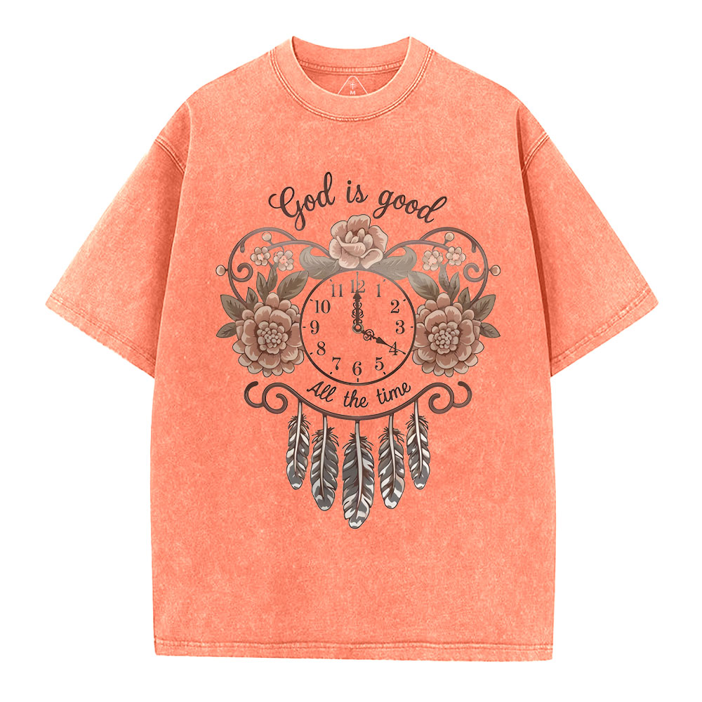 God Is Good All The Time Chrsitian Washed T-Shirt