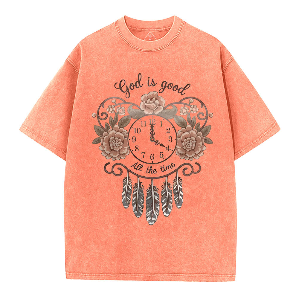 God Is Good All The Time Chrsitian Washed T-Shirt