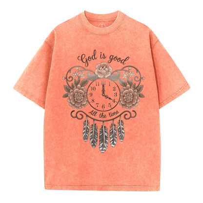 God Is Good All The Time Chrsitian Washed T-Shirt