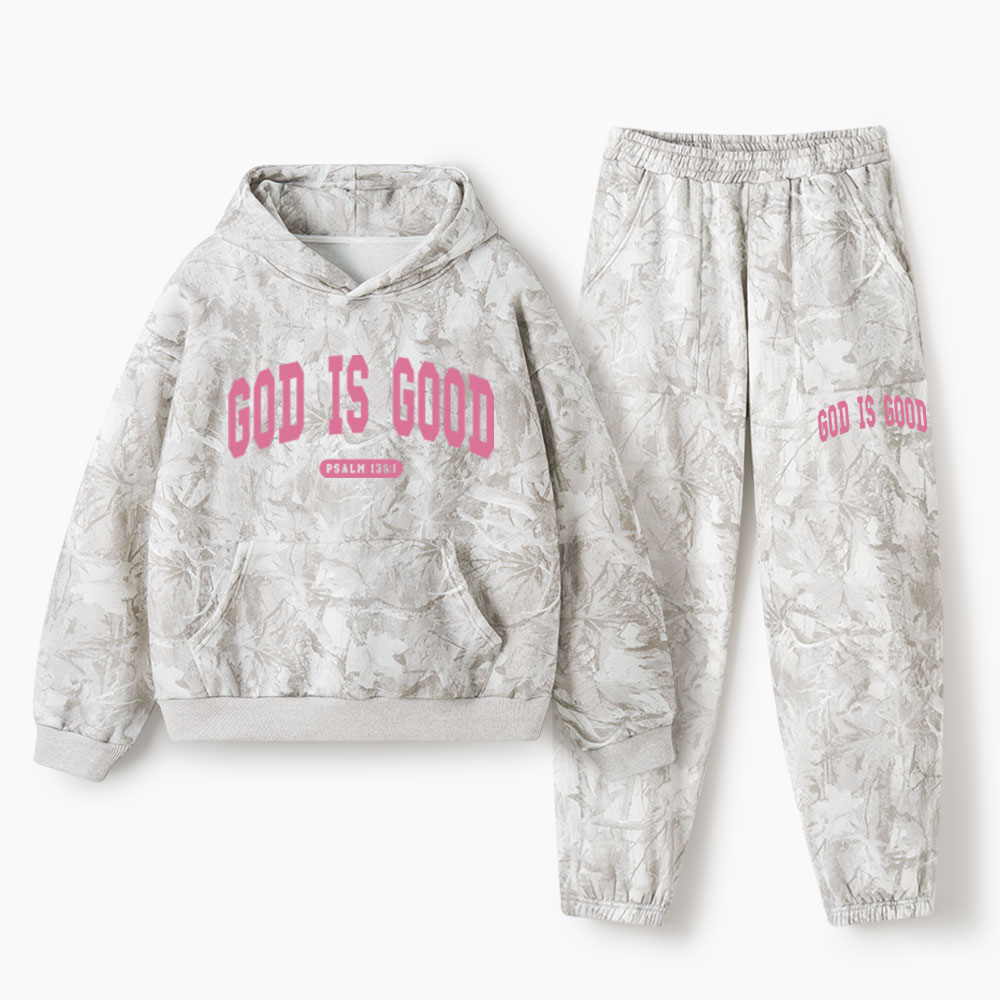 God Is Good Christian Camo Fleece Hoodie Set