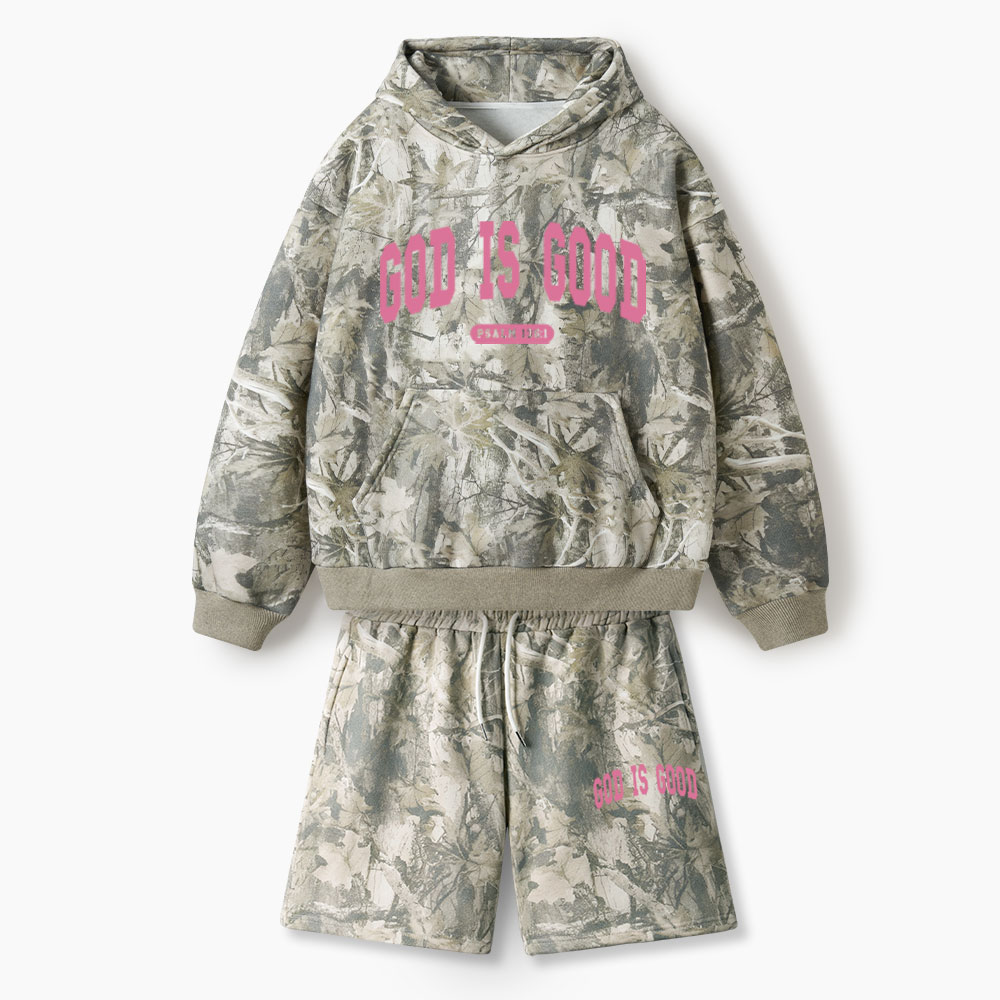 God Is Good Christian Camo Fleece Hoodie Set