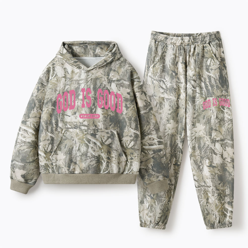 God Is Good Christian Camo Fleece Hoodie Set