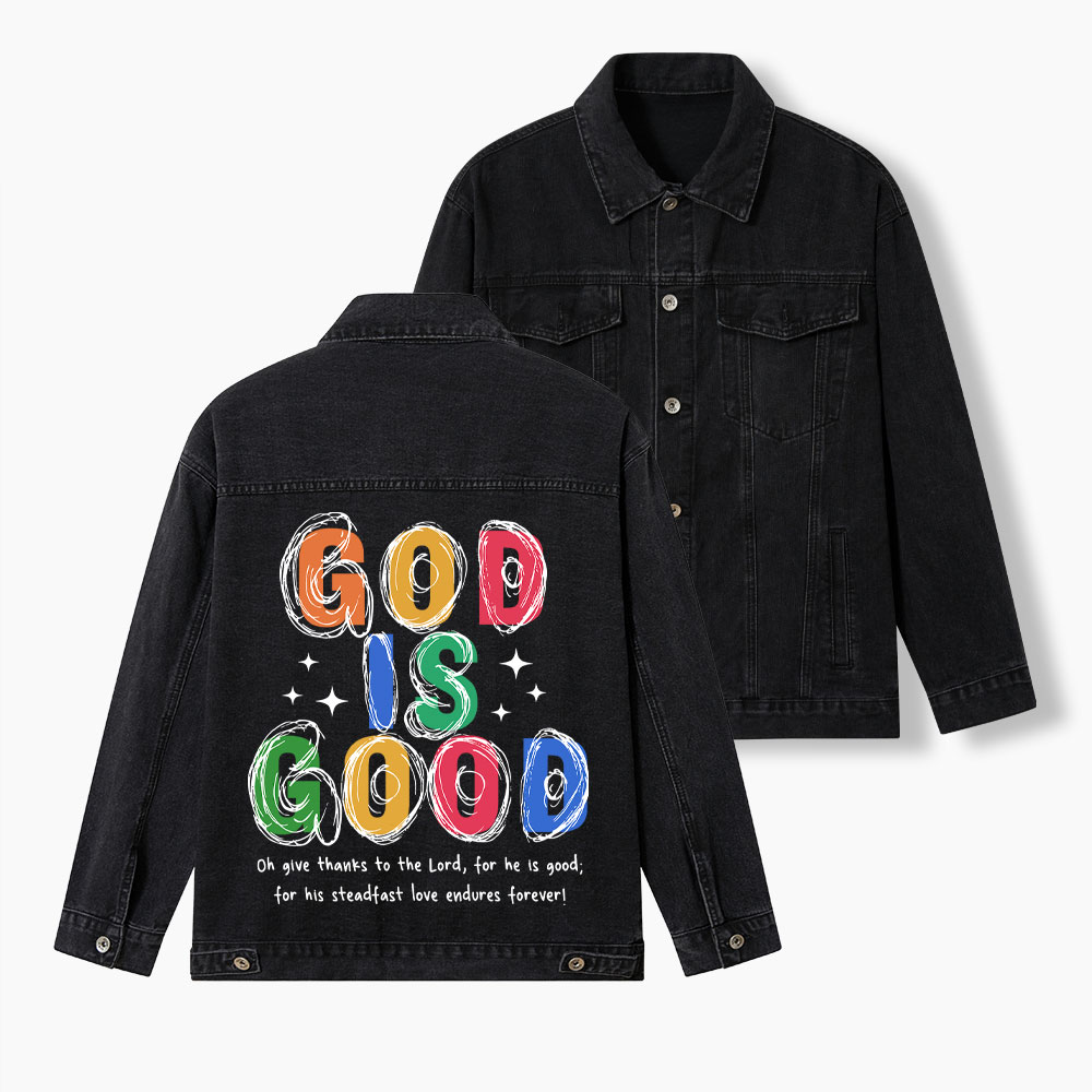 God Is Good Christian Denim Jacket