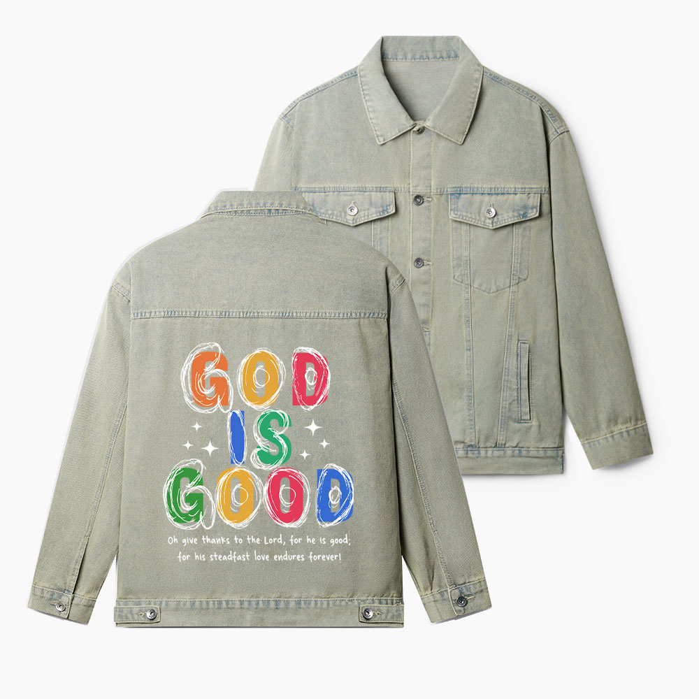 God Is Good Christian Denim Jacket