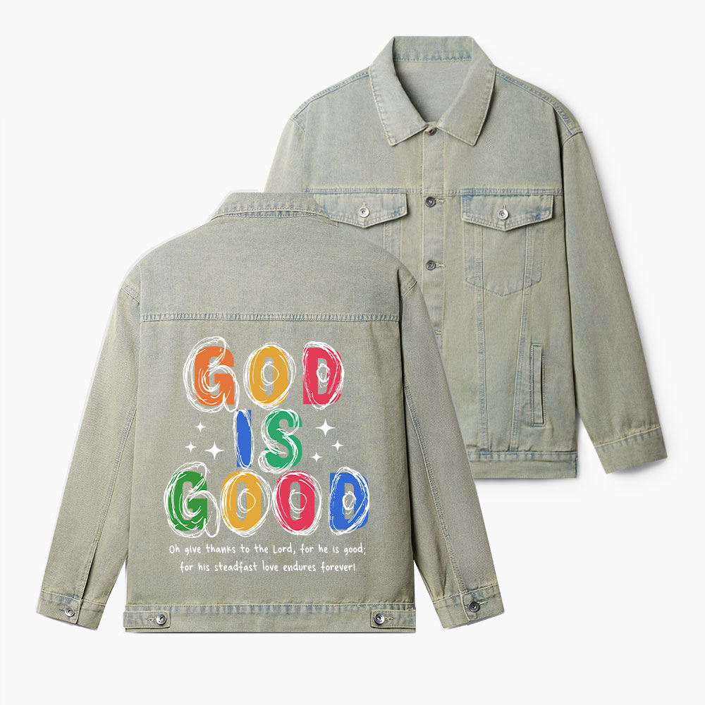 God Is Good Christian Denim Jacket