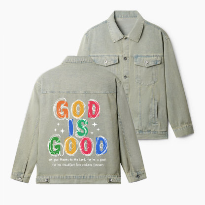 God Is Good Christian Denim Jacket