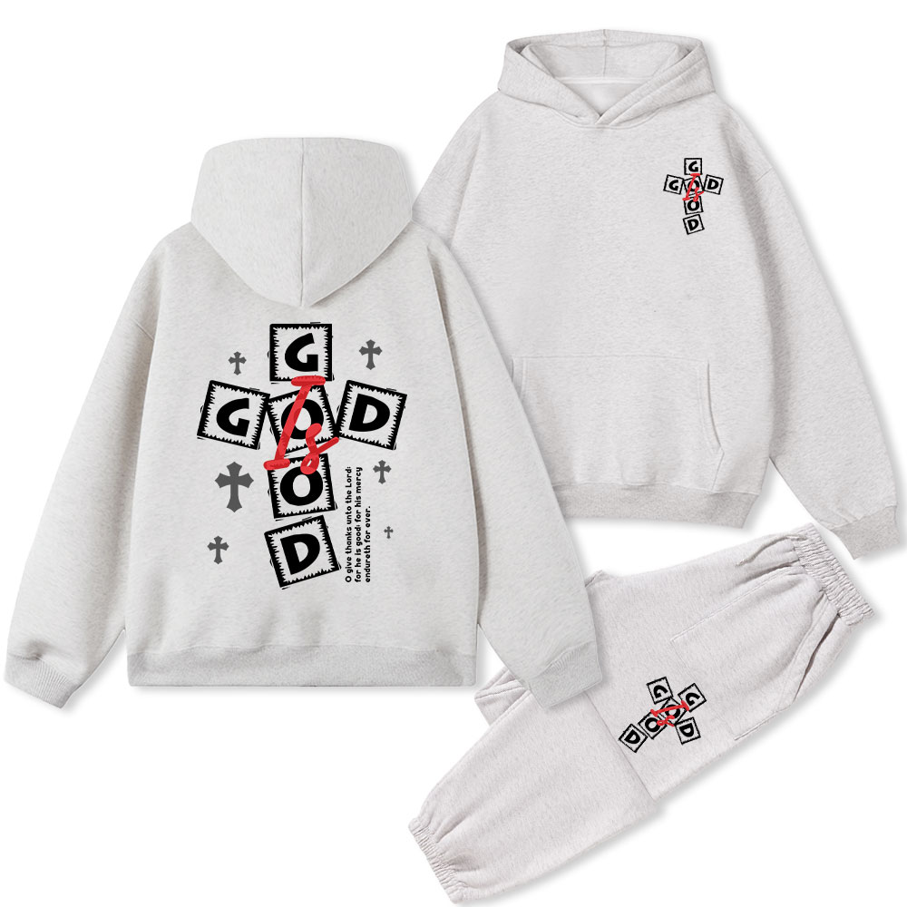 God Is Good Christian Fleece Hoodie Set