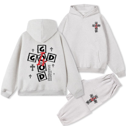 God Is Good Christian Fleece Hoodie Set