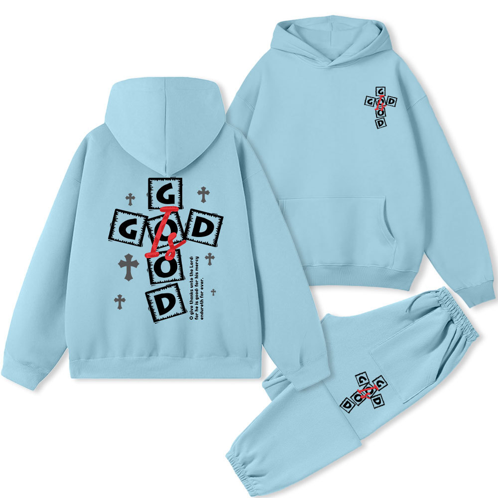 God Is Good Christian Fleece Hoodie Set
