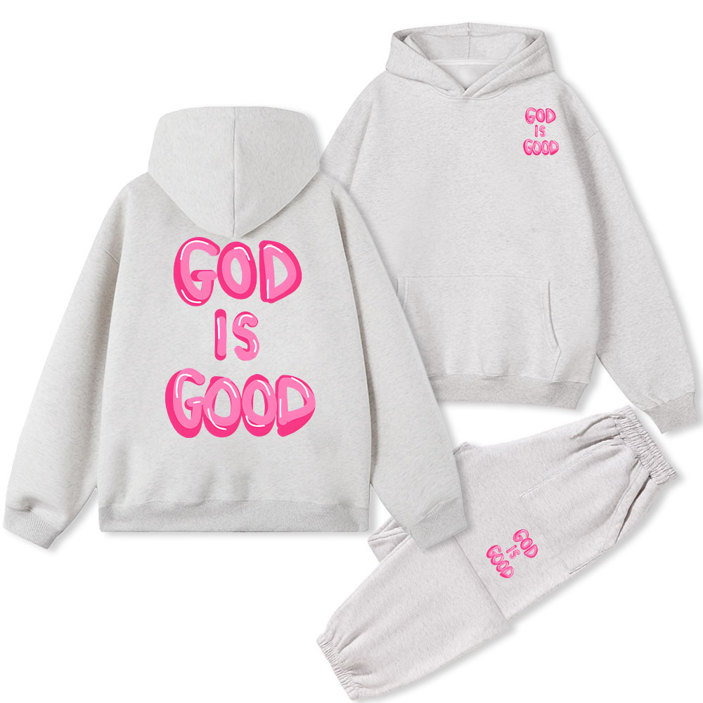 God Is Good Christian Fleece Hoodie Set Sale - GuidingCross