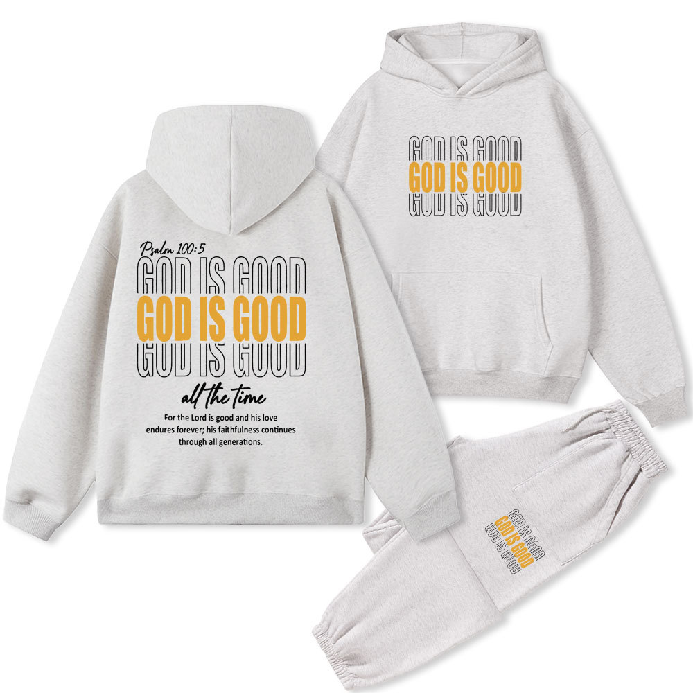 God Is Good Christian Fleece Hoodie Set