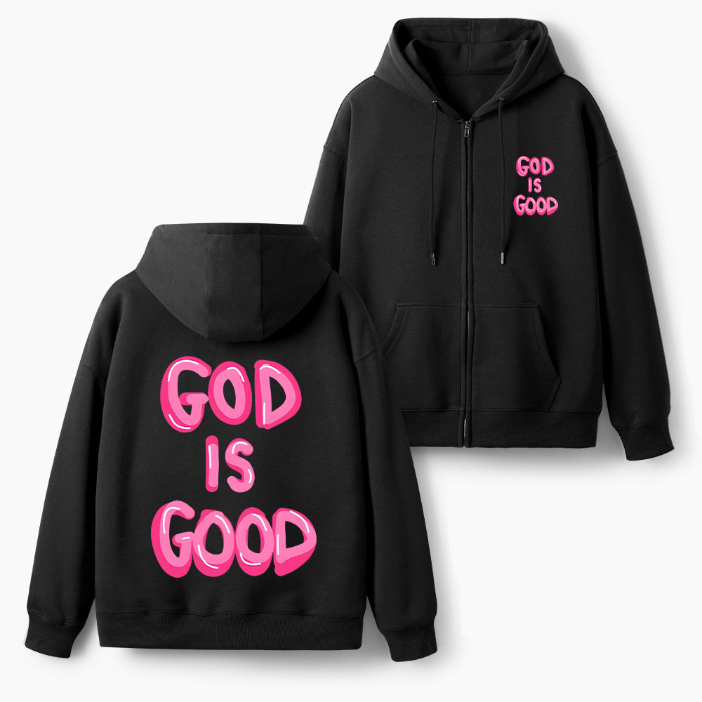 God Is Good Christian Fleece-Lined Full-Zip Hoodie