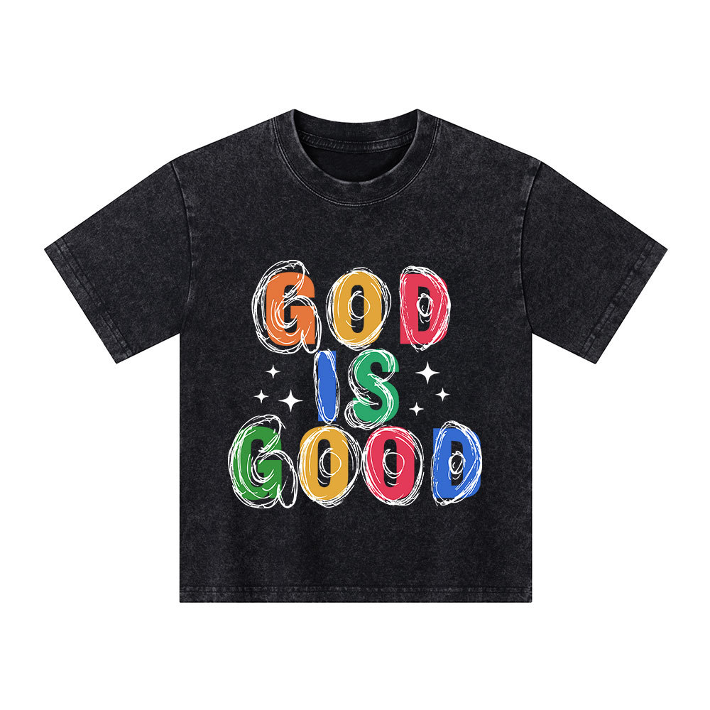 God Is Good Christian Kid Washed T-Shirt