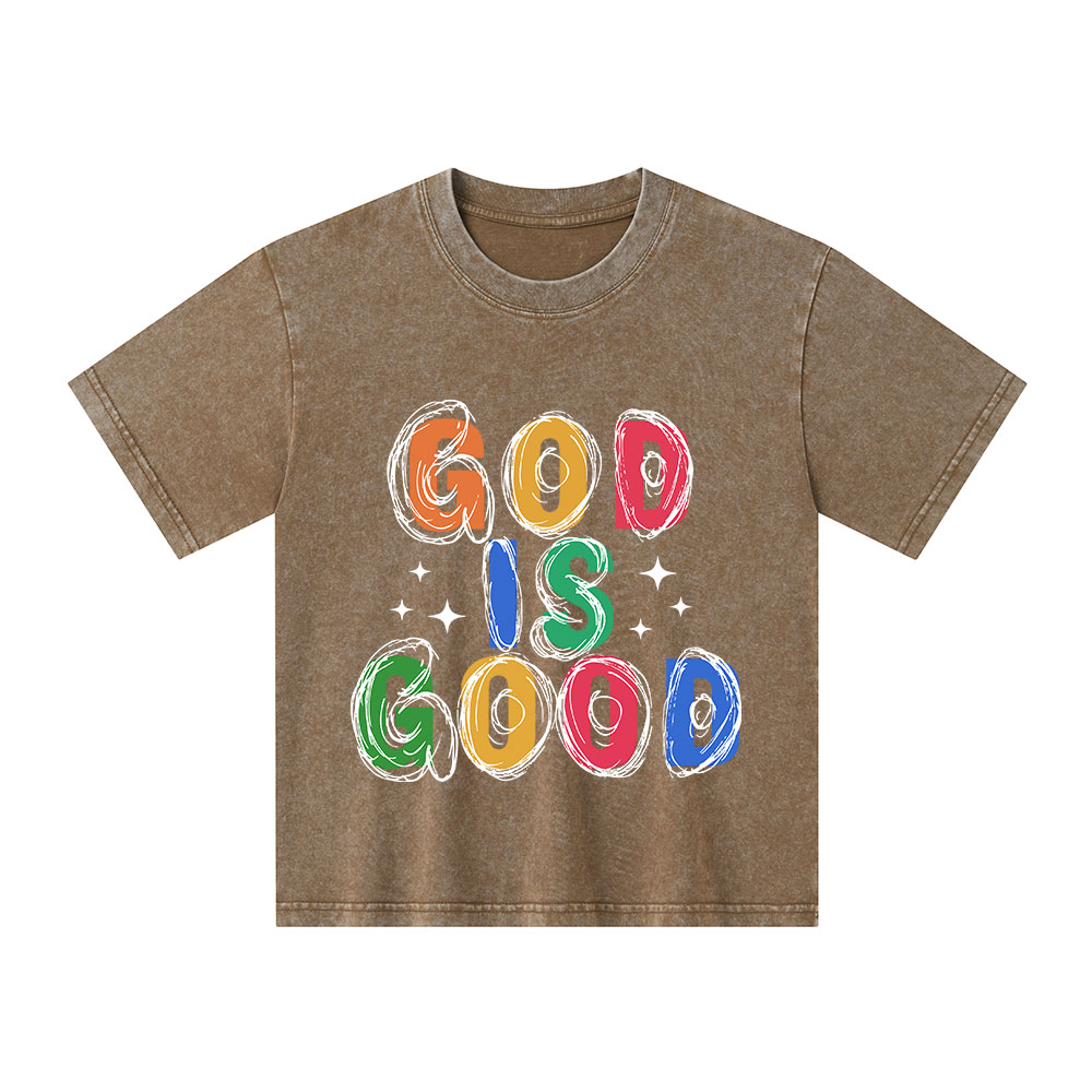 God Is Good Christian Kid Washed T-Shirt