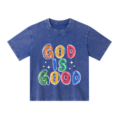 God Is Good Christian Kid Washed T-Shirt