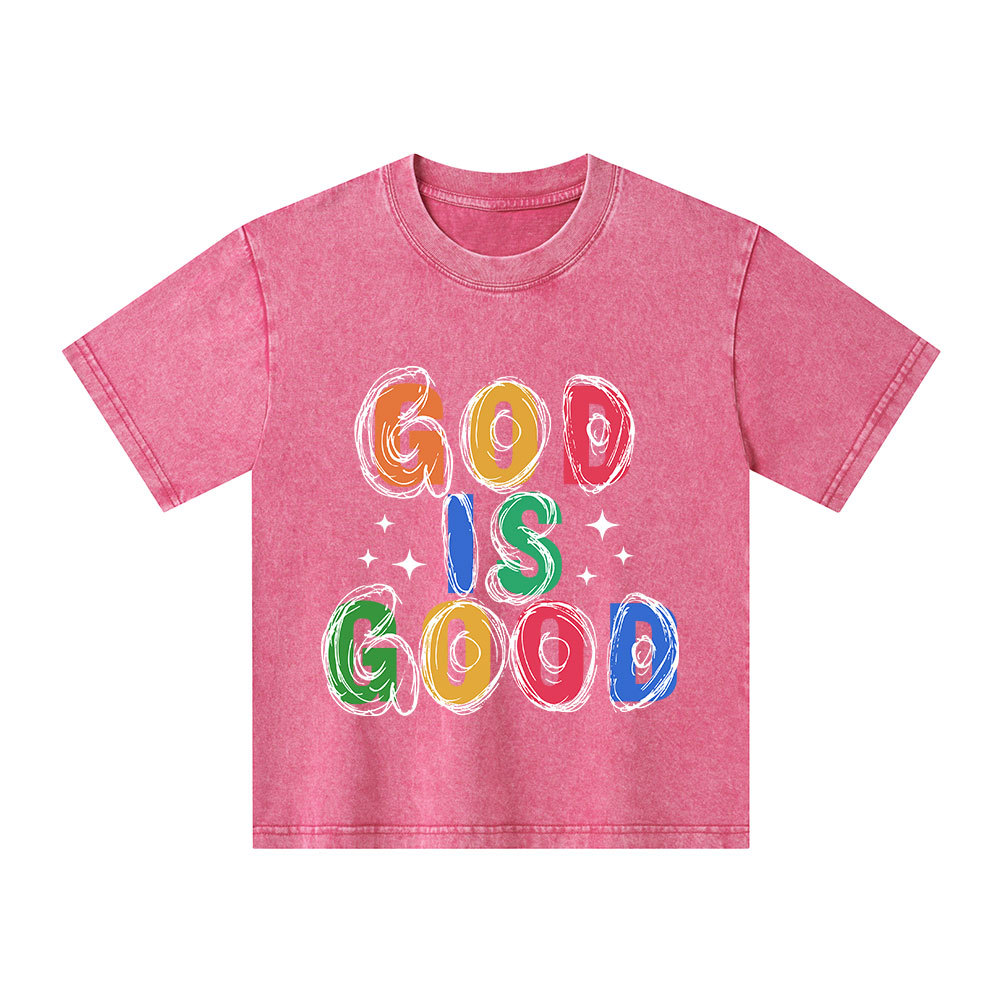 God Is Good Christian Kid Washed T-Shirt