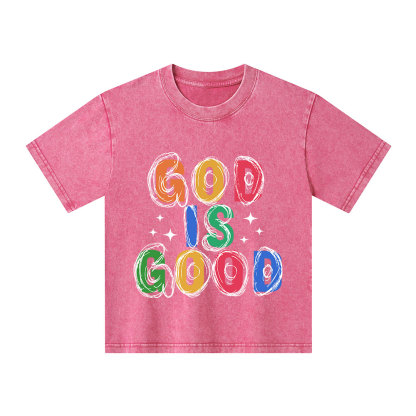 God Is Good Christian Kid Washed T-Shirt