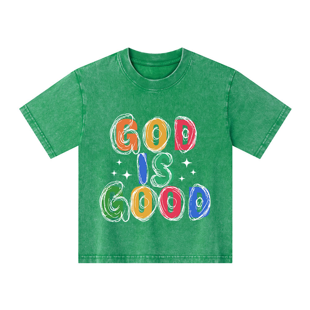 God Is Good Christian Kid Washed T-Shirt
