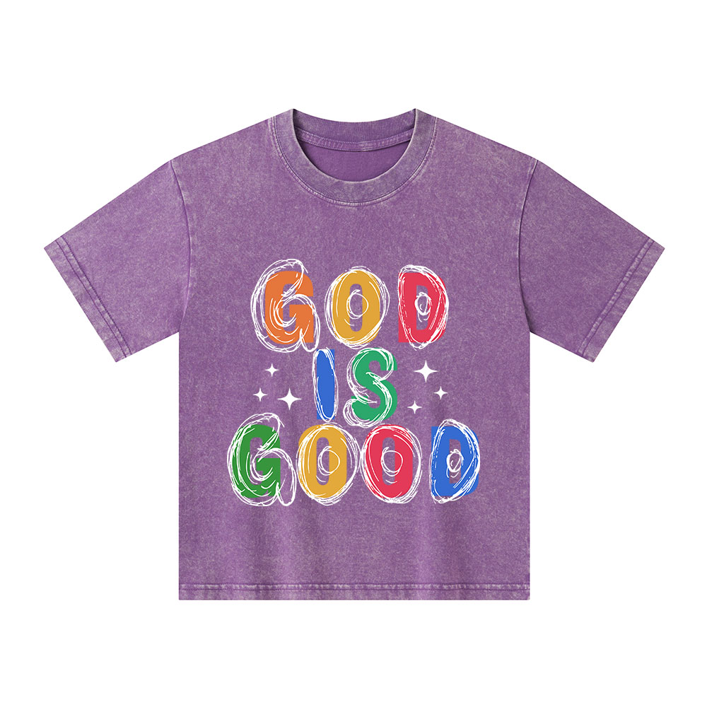 God Is Good Christian Kid Washed T-Shirt