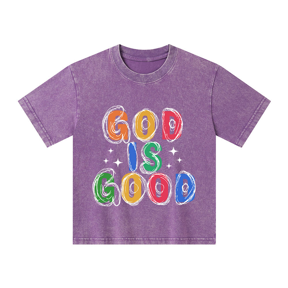 God Is Good Christian Kid Washed T-Shirt