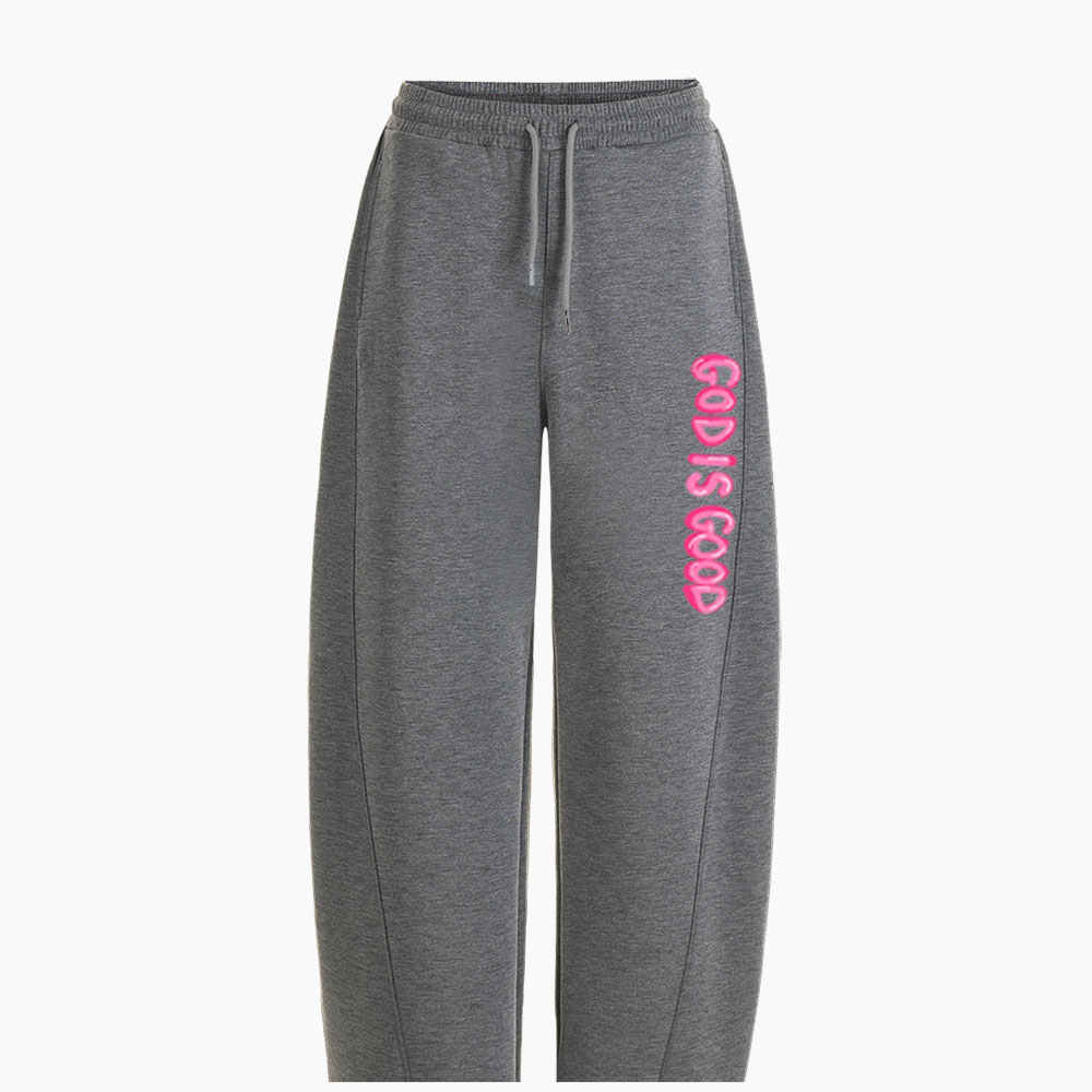 God Is Good Christian Minimalist Knit Barrel Sweatpants