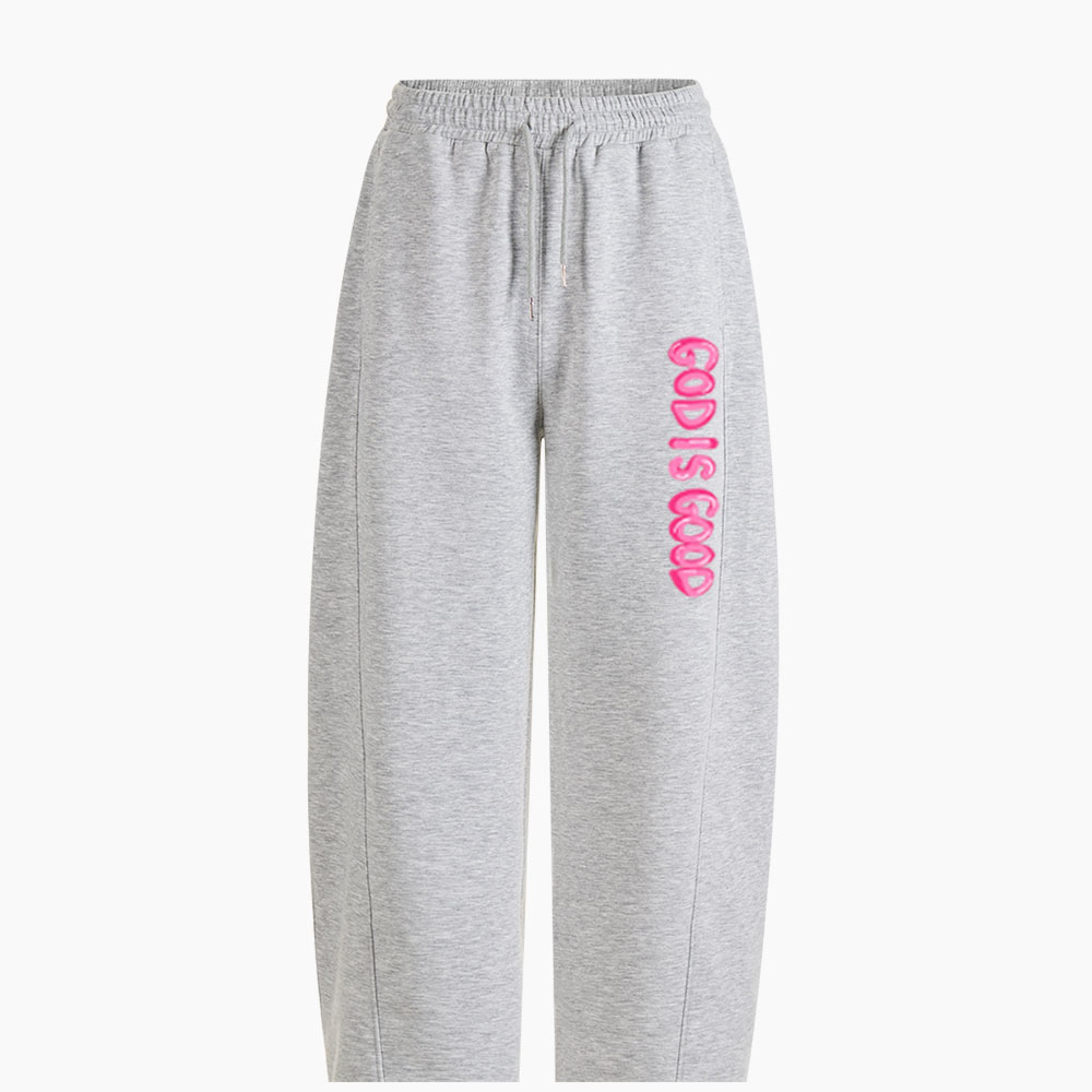 God Is Good Christian Minimalist Knit Barrel Sweatpants