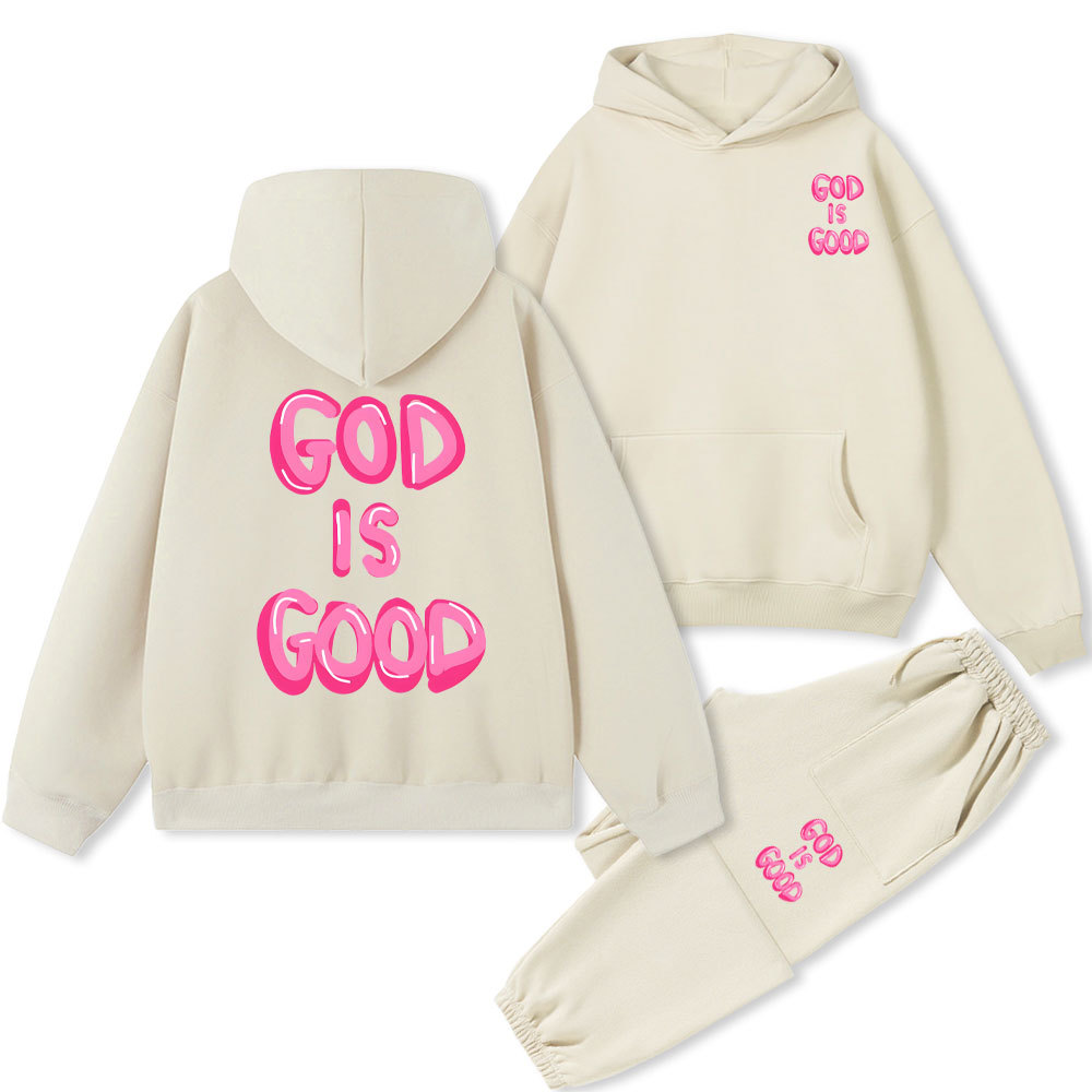 God Is Good Christian Fleece Hoodie Set Sale - GuidingCross