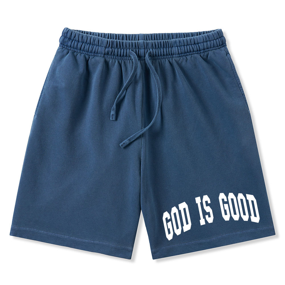 God Is Good Christian Washed Shorts