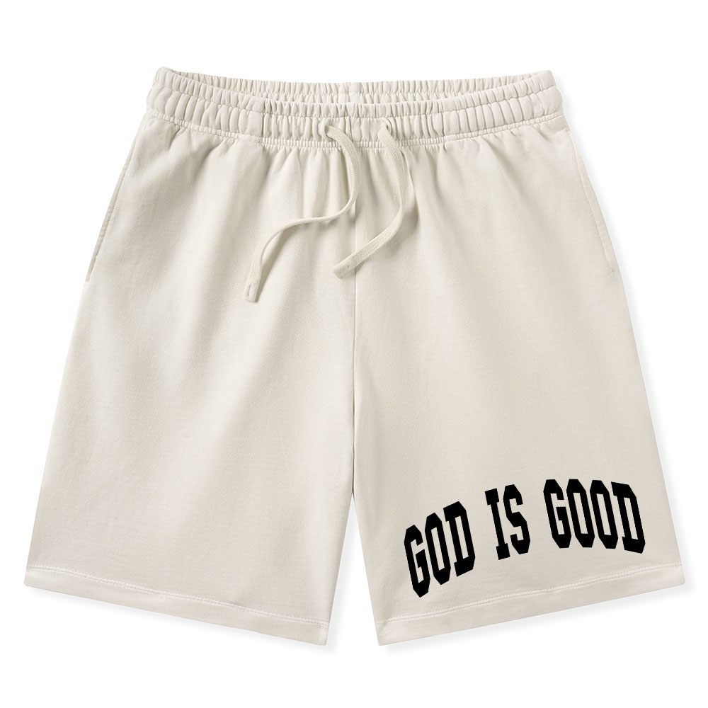 God Is Good Christian Washed Shorts