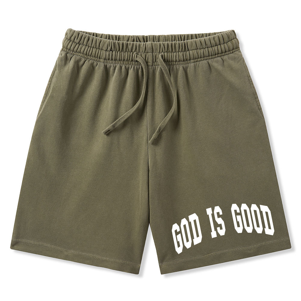 God Is Good Christian Washed Shorts