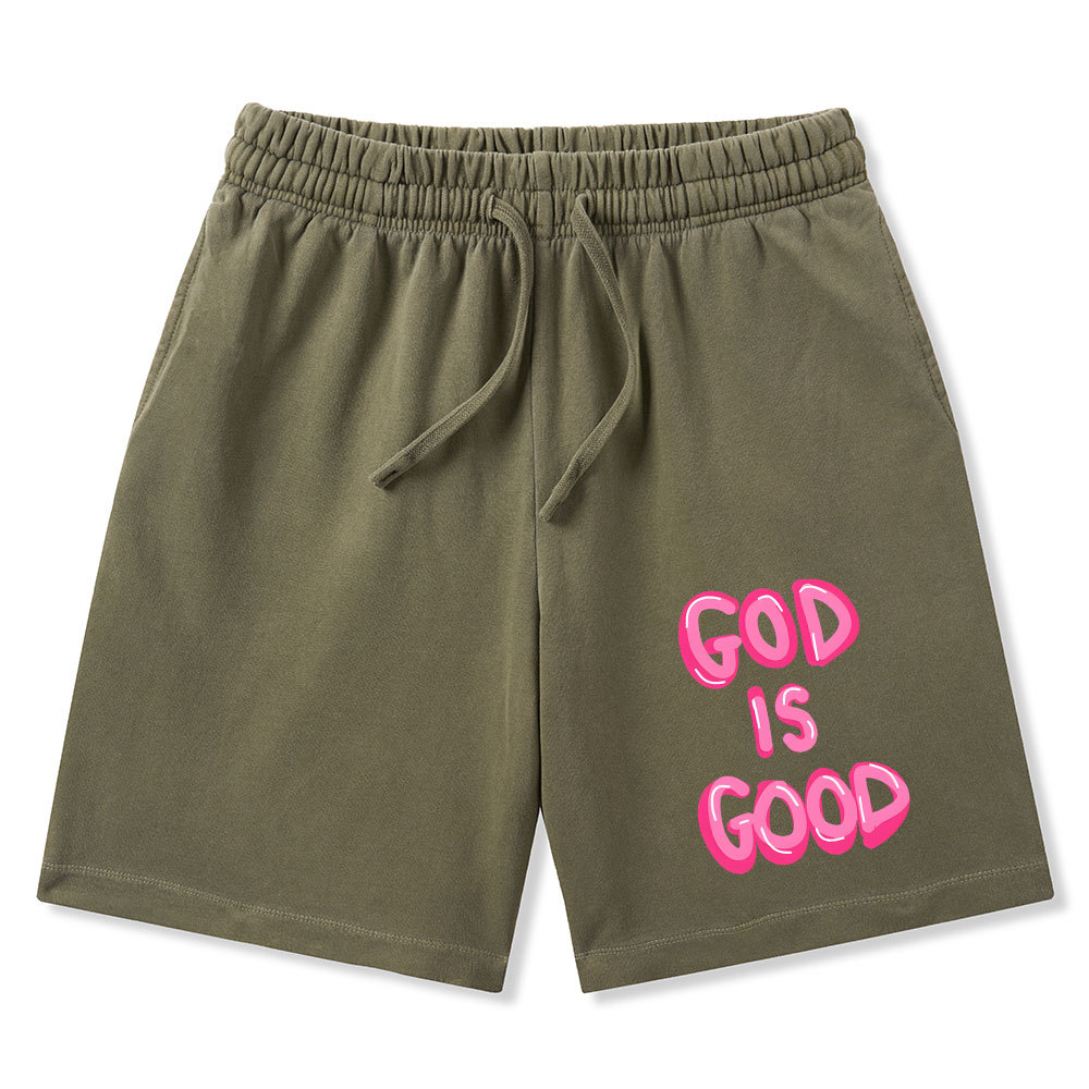 God Is Good Christian Washed Shorts