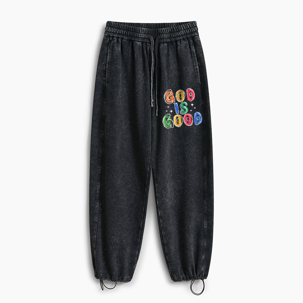 God Is Good Christian Washed Sweatpants