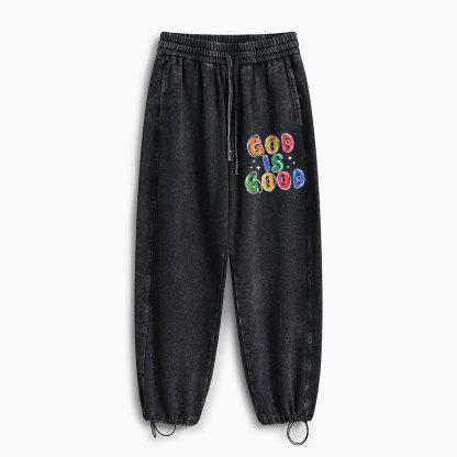 God Is Good Christian Washed Sweatpants