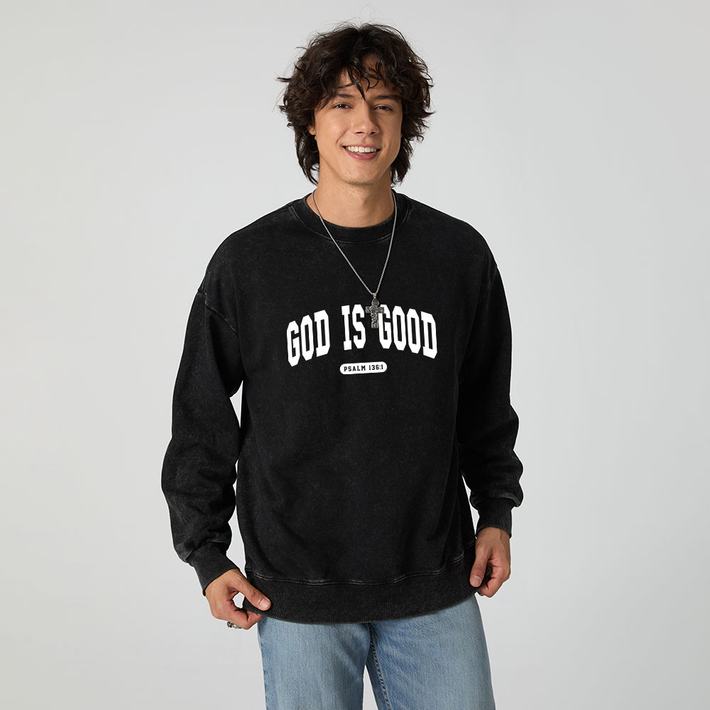 God Is Good Christian Washed Sweatshirt