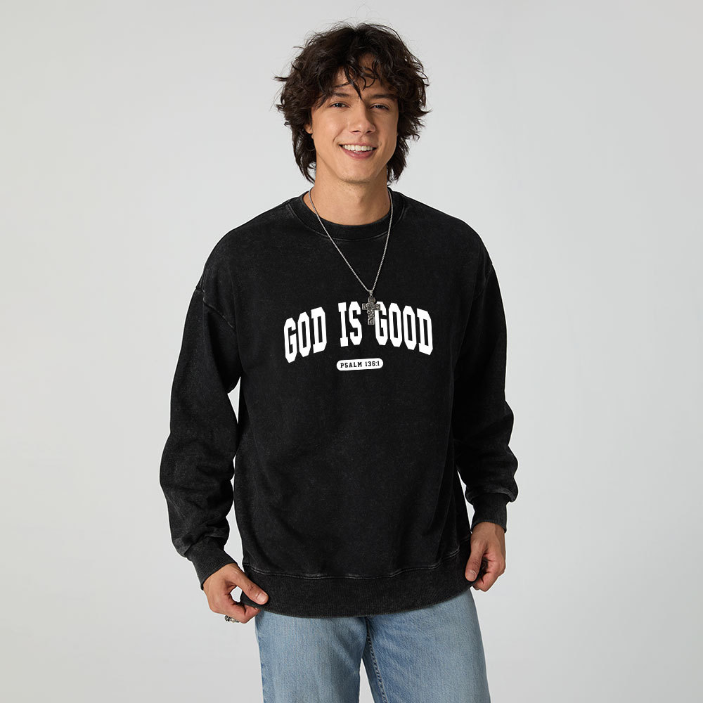 God Is Good Christian Washed Sweatshirt
