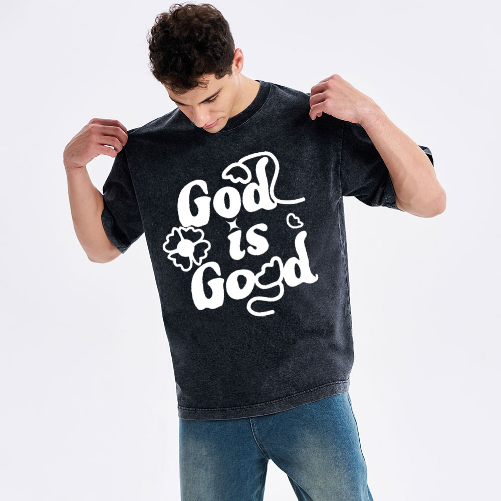 God Is Good Cute Christian Washed T-Shirt