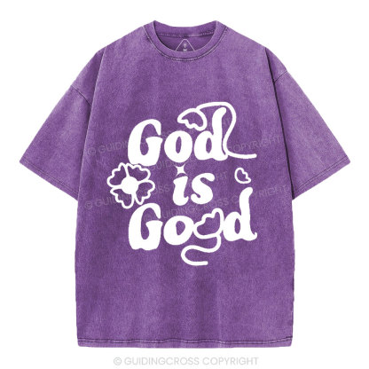 God Is Good Cute Christian Washed T-Shirt