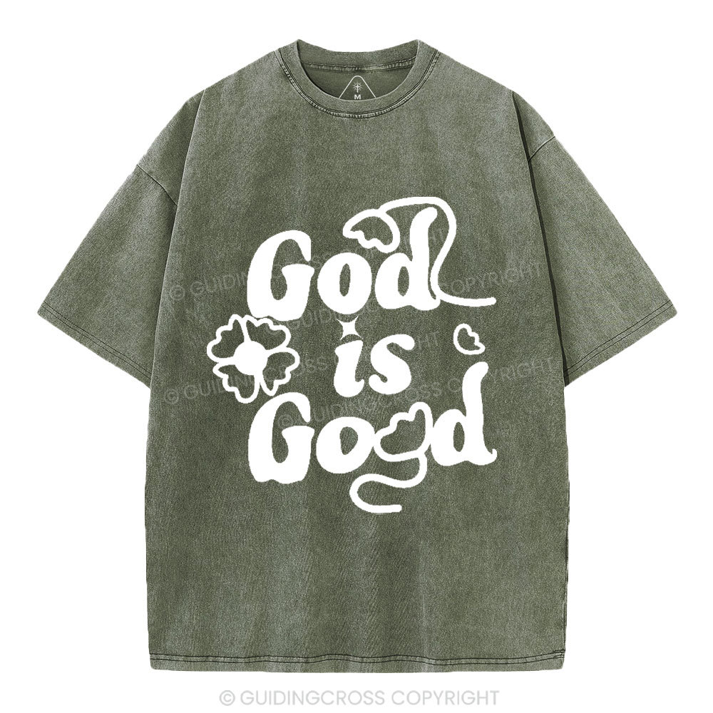 God Is Good Cute Christian Washed T-Shirt