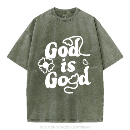 God Is Good Cute Christian Washed T-Shirt